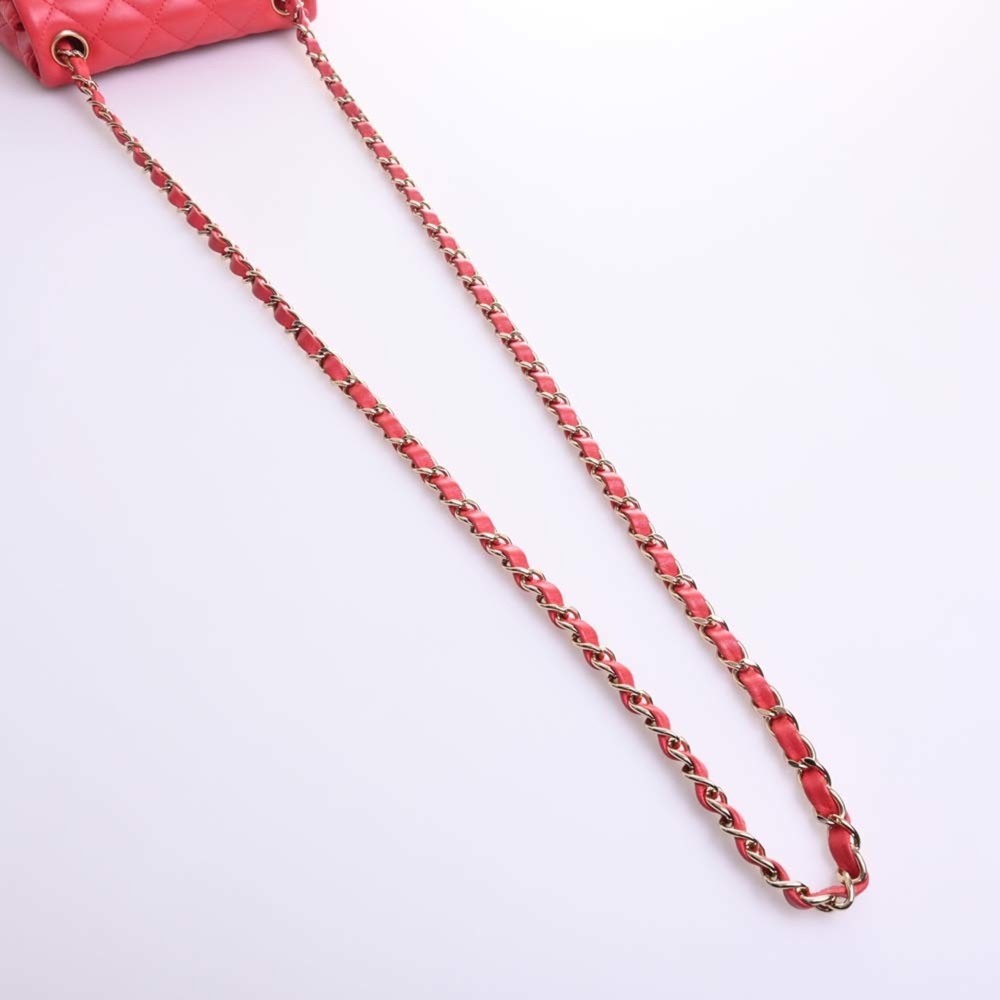 CHANEL Lambskin Mini Matelasse Coco Mark Chain Shoulder Bag Red Ladies - Picture 5 of 10